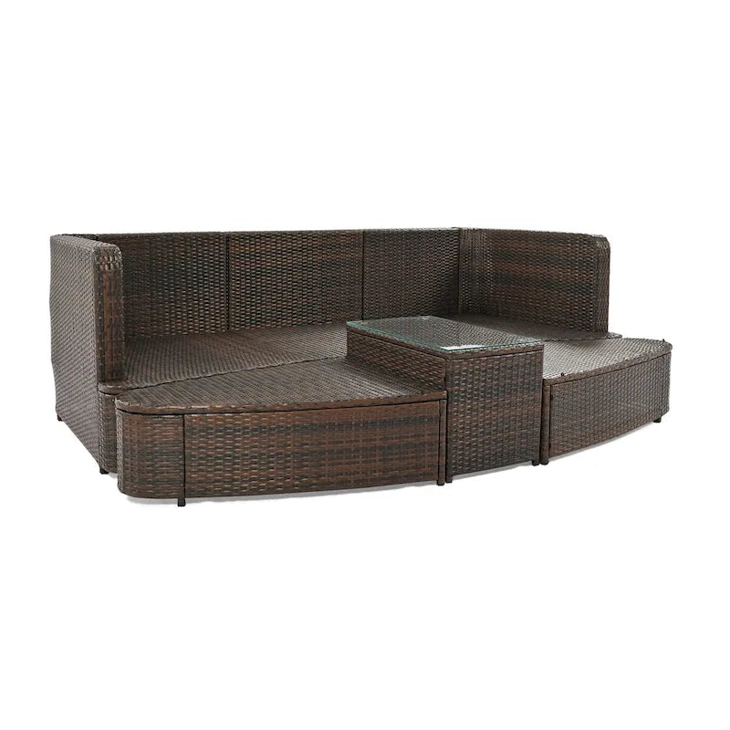 Ensemble de canapé d'extérieur rond de 6 pièces pour conversation de patio