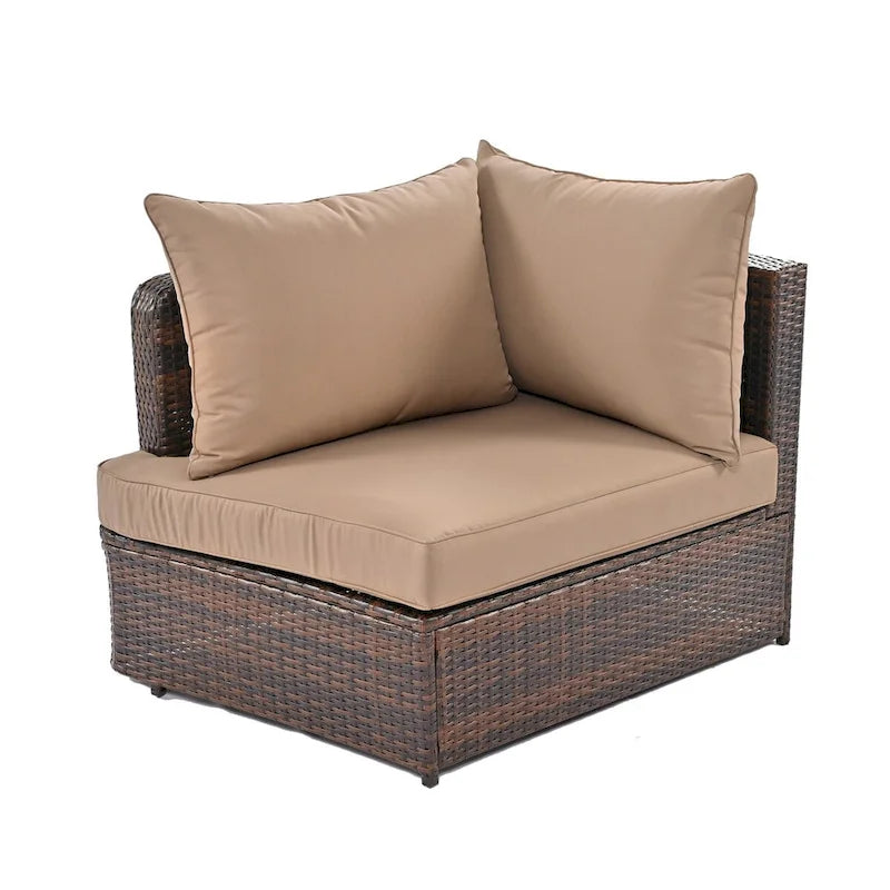Ensemble de canapé d'extérieur rond de 6 pièces pour conversation de patio