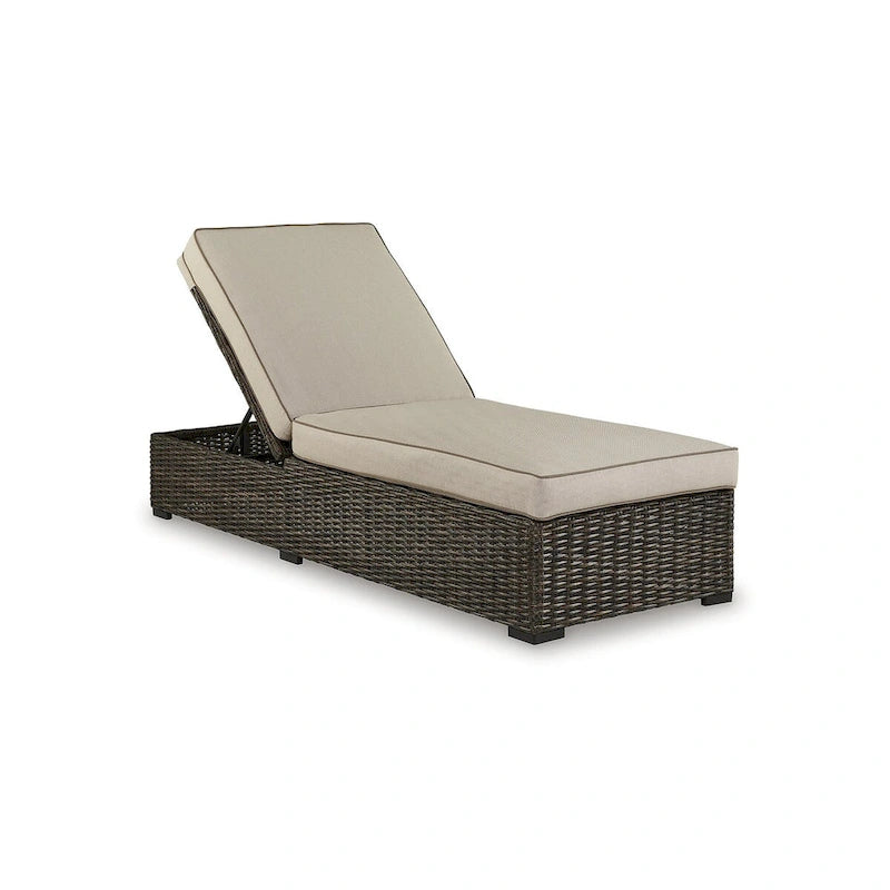 Signature Design by Ashley Coastline Bay Brown, chaise longue d'extérieur avec coussin - 28,13 L x 76,88 P x 17,25 H