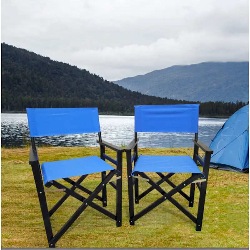 Wooden Canvas Folding Chairs Set of 2