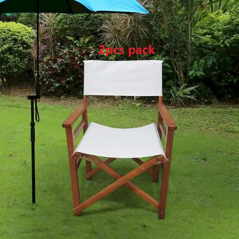 Lot de 2 chaises pliantes en bois et toile