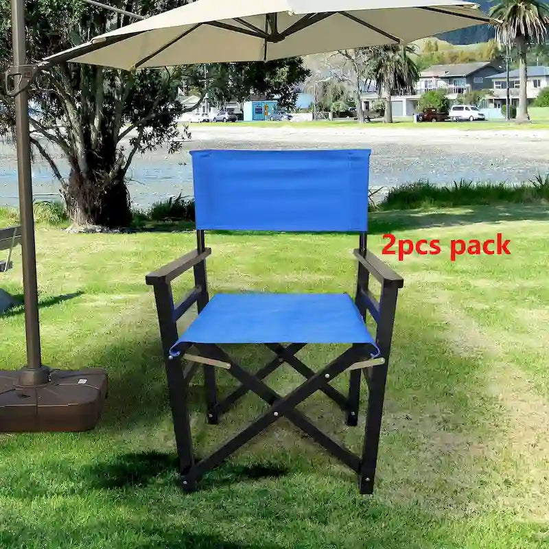 Lot de 2 chaises pliantes en bois et toile