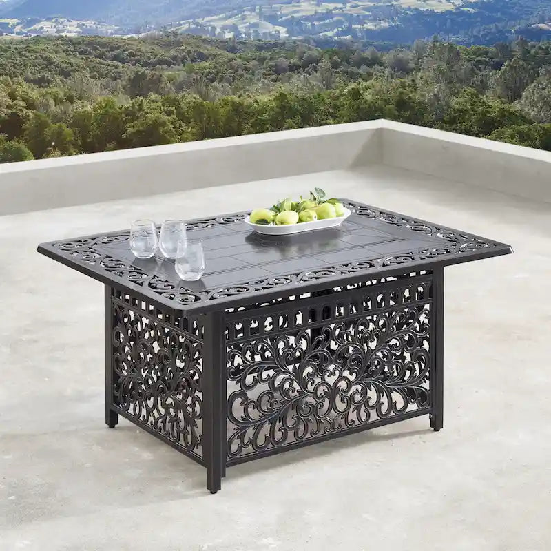 Ensemble table de brasero en aluminium de 48 po avec quatre fauteuils pivotants à bascule et accessoires