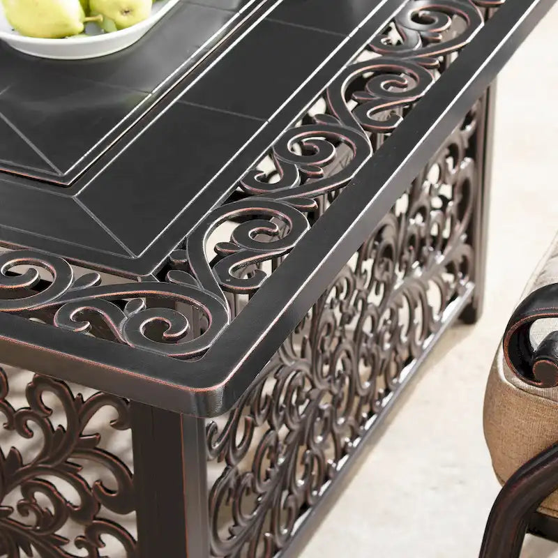 Ensemble table de brasero en aluminium de 48 po avec quatre fauteuils pivotants à bascule et accessoires