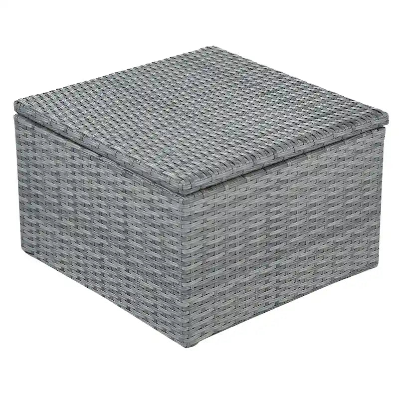 Bain de soleil d'extérieur en osier gris avec coussins et auvent rétractable