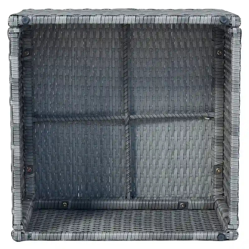Bain de soleil d'extérieur en osier gris avec coussins et auvent rétractable