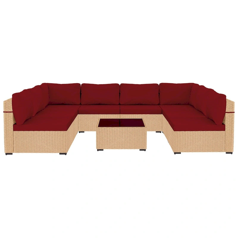Ensemble de 9 meubles de jardin en osier UPHA avec coussins