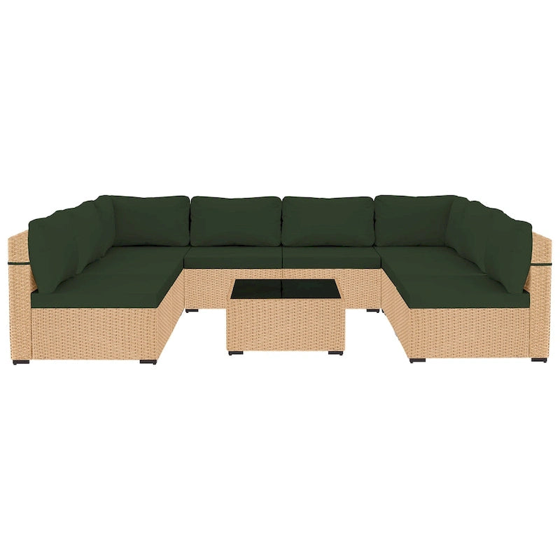 Ensemble de 9 meubles de jardin en osier UPHA avec coussins