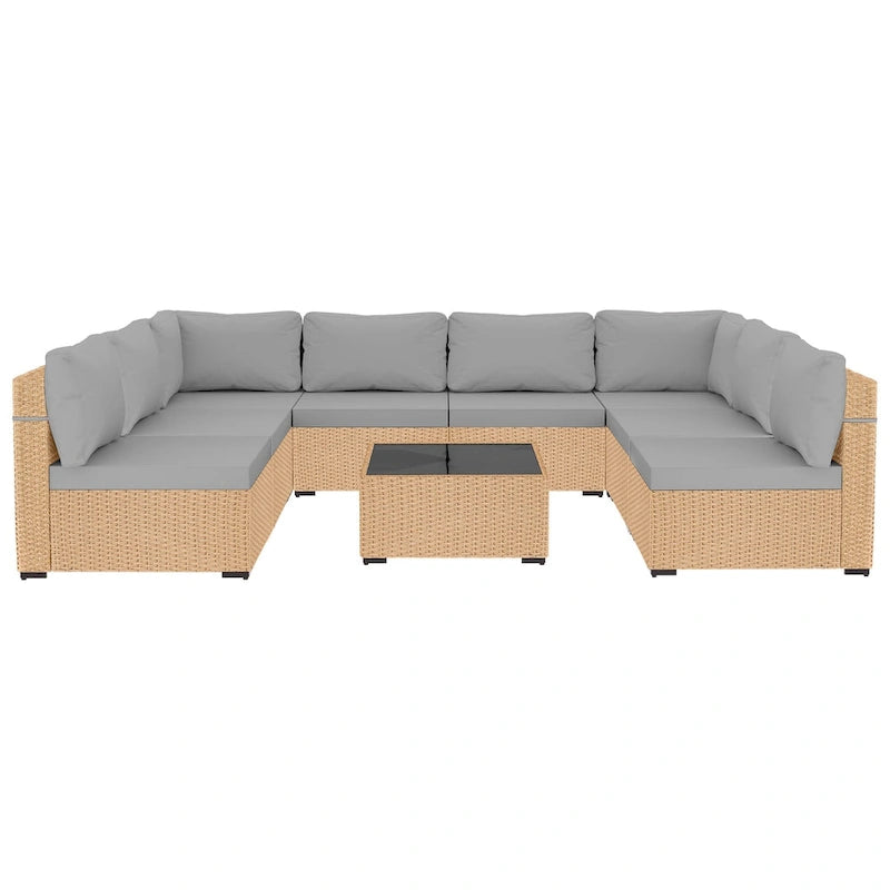 Ensemble de 9 meubles de jardin en osier UPHA avec coussins