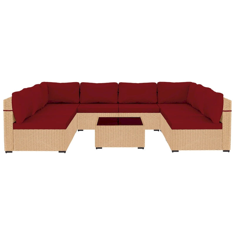 Ensemble de 9 meubles de jardin en osier UPHA avec coussins