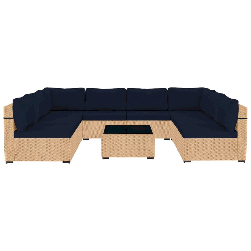 Ensemble de 9 meubles de jardin en osier UPHA avec coussins