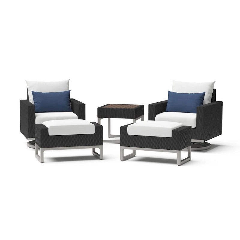 Ensemble de 5 fauteuils de jardin Milo Espresso Sunbrella pivotants