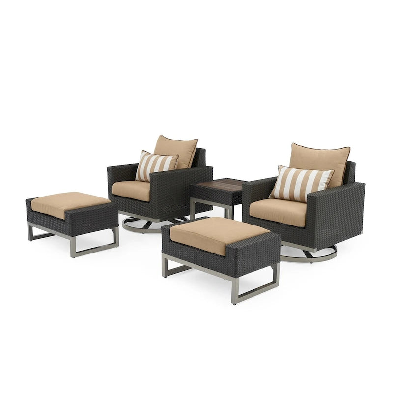 Ensemble de 5 fauteuils de jardin Milo Espresso Sunbrella pivotants