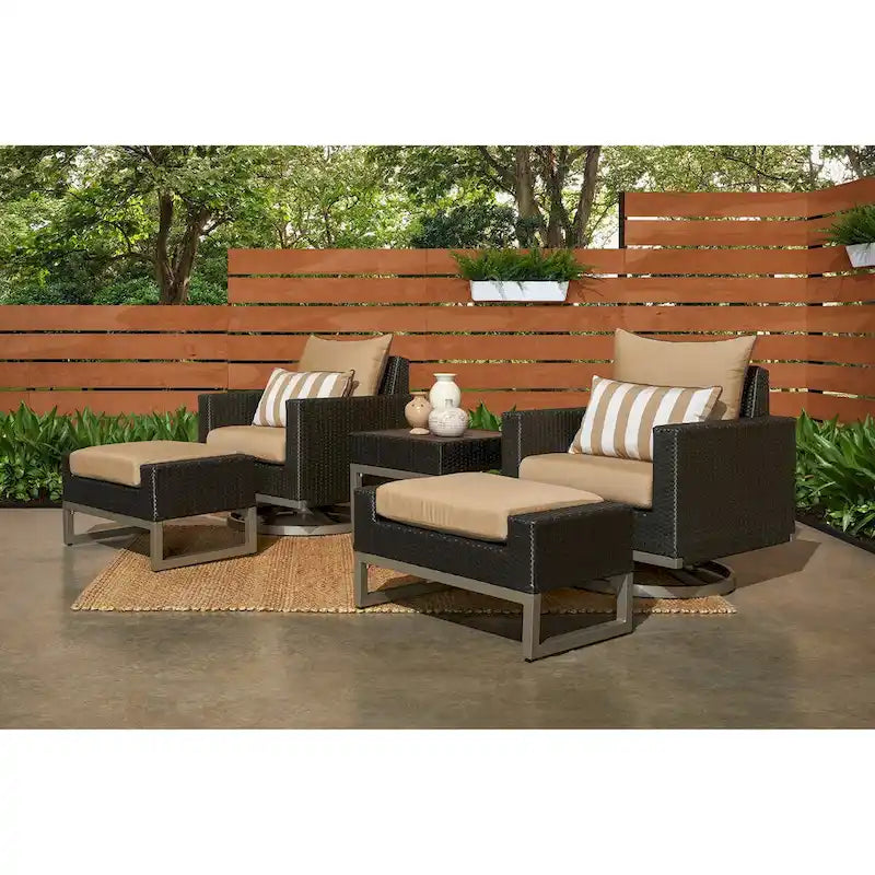 Ensemble de 5 fauteuils de jardin Milo Espresso Sunbrella pivotants