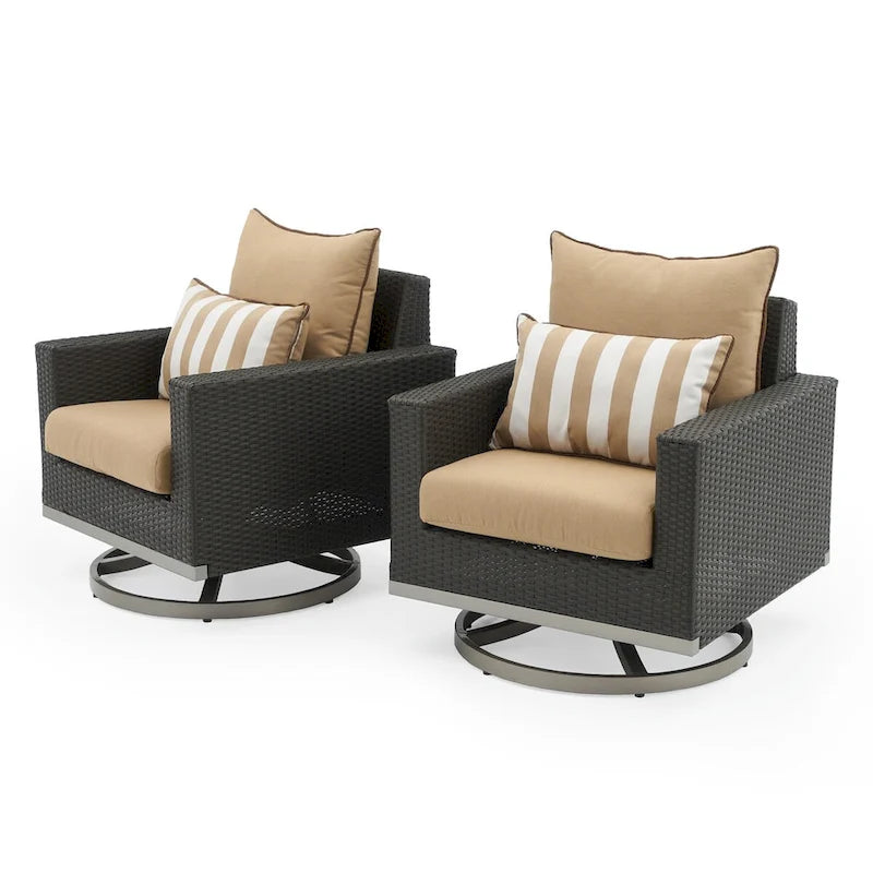 Ensemble de 5 fauteuils de jardin Milo Espresso Sunbrella pivotants