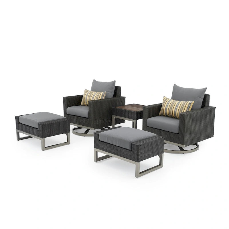 Ensemble de 5 fauteuils de jardin Milo Espresso Sunbrella pivotants