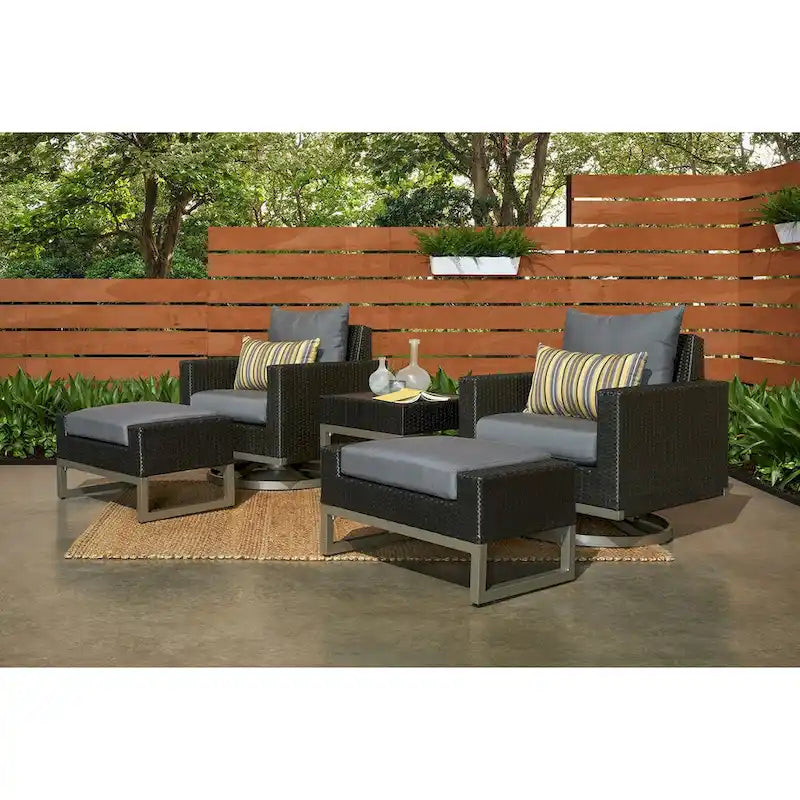 Ensemble de 5 fauteuils de jardin Milo Espresso Sunbrella pivotants