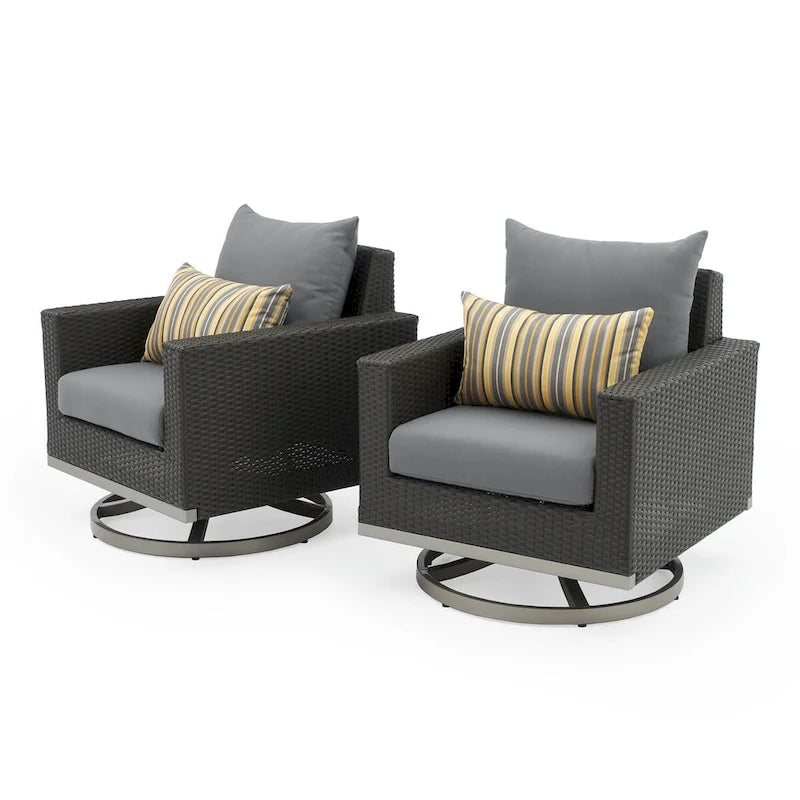 Ensemble de 5 fauteuils de jardin Milo Espresso Sunbrella pivotants