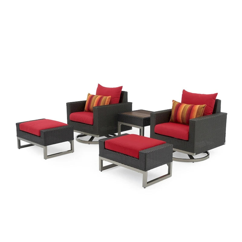Ensemble de 5 fauteuils de jardin Milo Espresso Sunbrella pivotants
