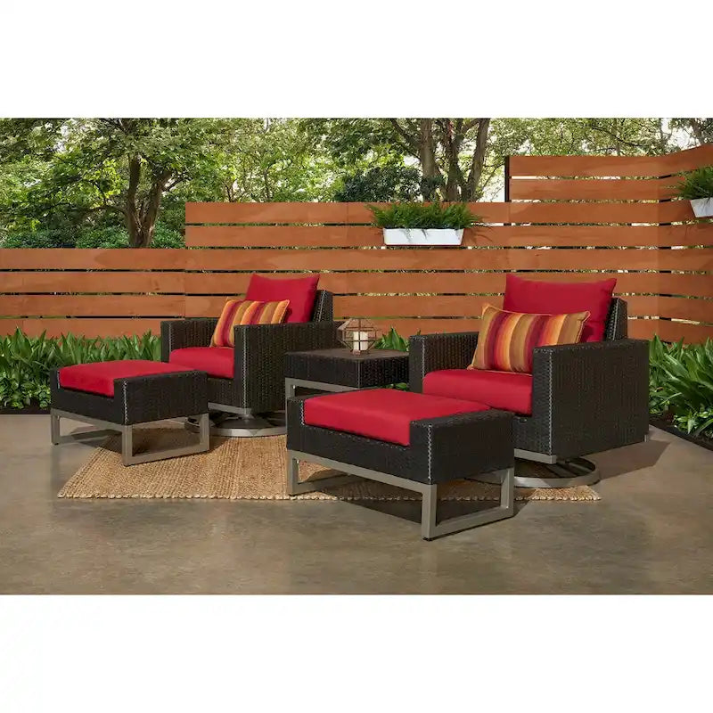 Ensemble de 5 fauteuils de jardin Milo Espresso Sunbrella pivotants