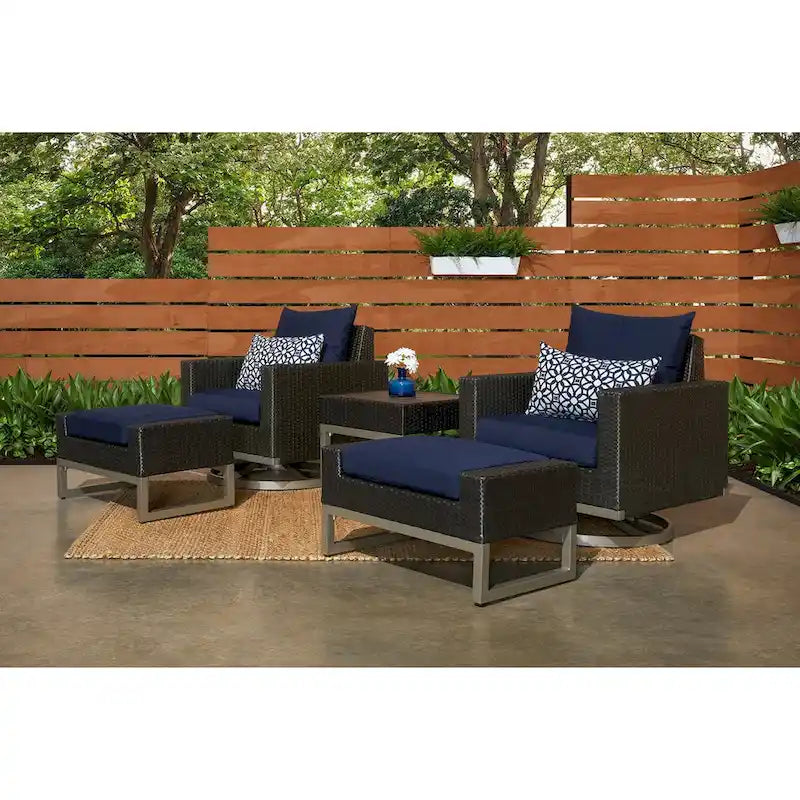 Ensemble de 5 fauteuils de jardin Milo Espresso Sunbrella pivotants