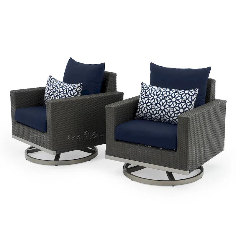 Ensemble de 5 fauteuils de jardin Milo Espresso Sunbrella pivotants