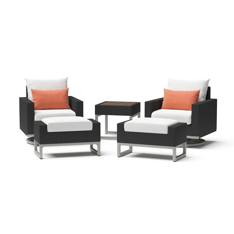 Ensemble de 5 fauteuils de jardin Milo Espresso Sunbrella pivotants