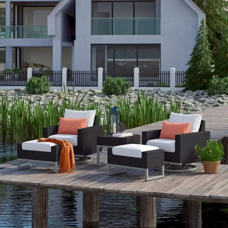 Ensemble de 5 fauteuils de jardin Milo Espresso Sunbrella pivotants