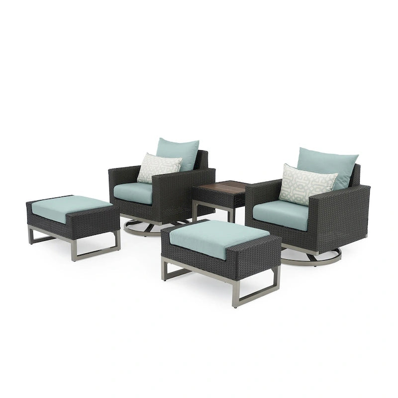 Ensemble de 5 fauteuils de jardin Milo Espresso Sunbrella pivotants