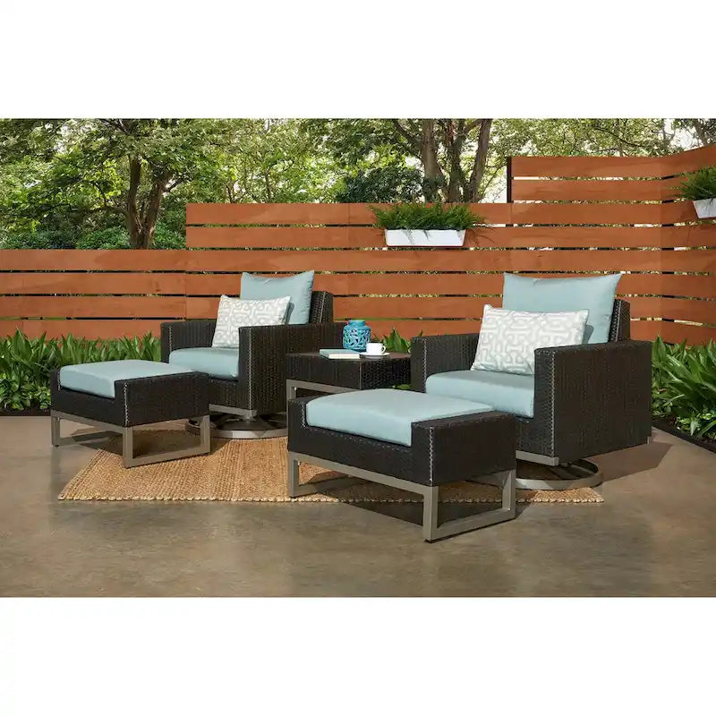 Ensemble de 5 fauteuils de jardin Milo Espresso Sunbrella pivotants