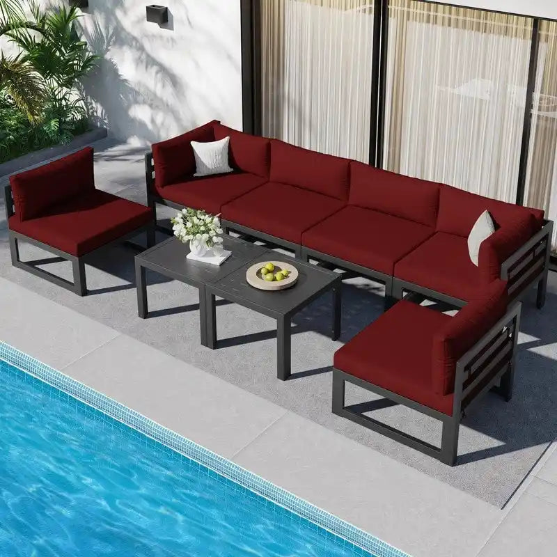 FINCATI Salon de jardin en aluminium, ensemble de conversation d'extérieur avec table – 8 pièces