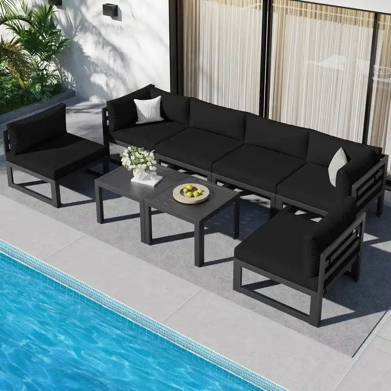 FINCATI Salon de jardin en aluminium, ensemble de conversation d'extérieur avec table – 8 pièces