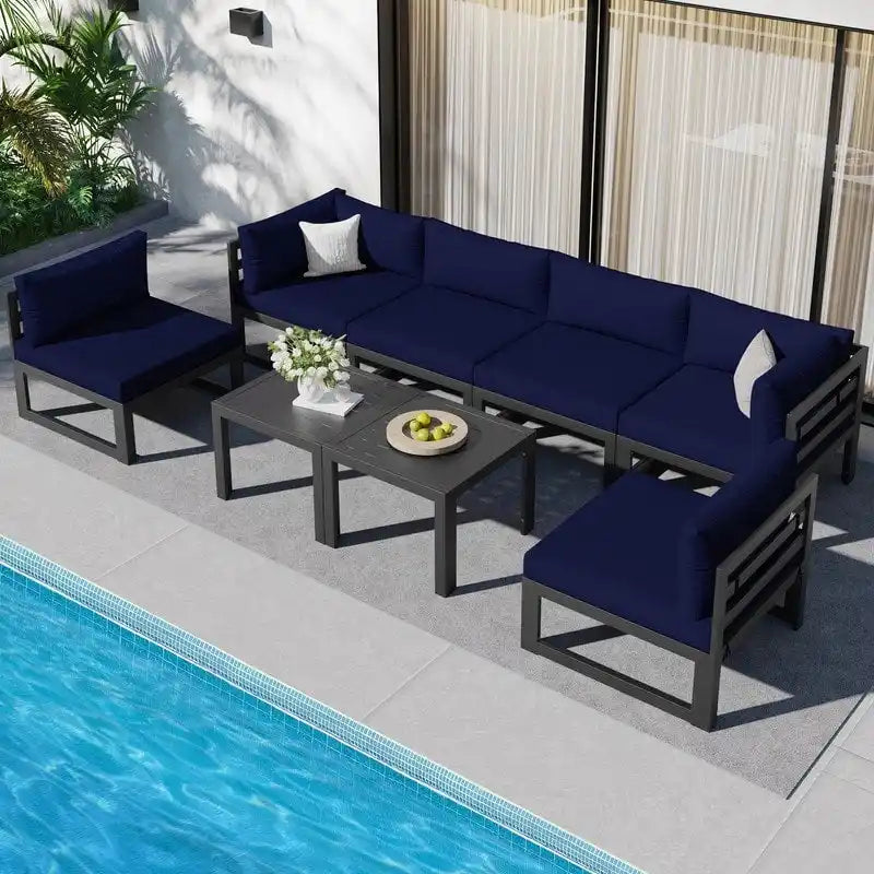 FINCATI Salon de jardin en aluminium, ensemble de conversation d'extérieur avec table – 8 pièces