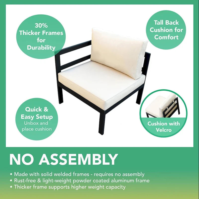 Ohana Outdoor Sectionnel huit pièces en aluminium avec coussins – Aucun assemblage requis