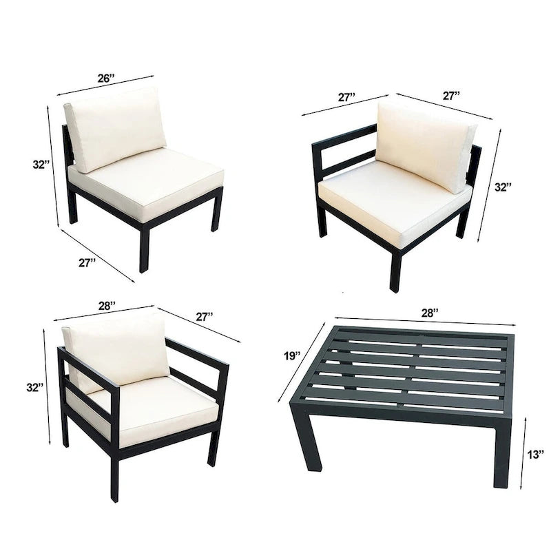 Ohana Outdoor Sectionnel huit pièces en aluminium avec coussins – Aucun assemblage requis