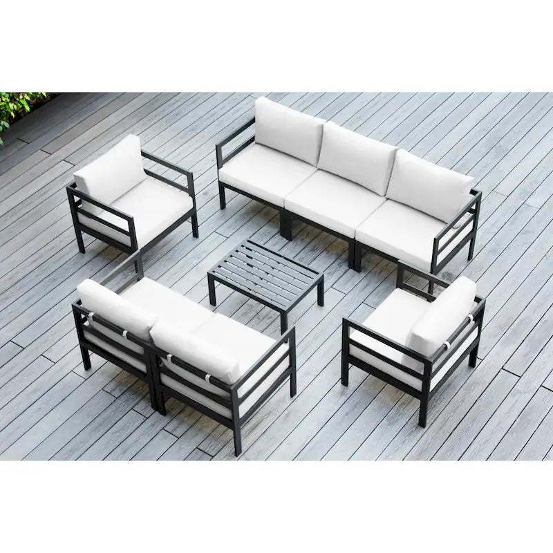 Ohana Outdoor Sectionnel huit pièces en aluminium avec coussins – Aucun assemblage requis