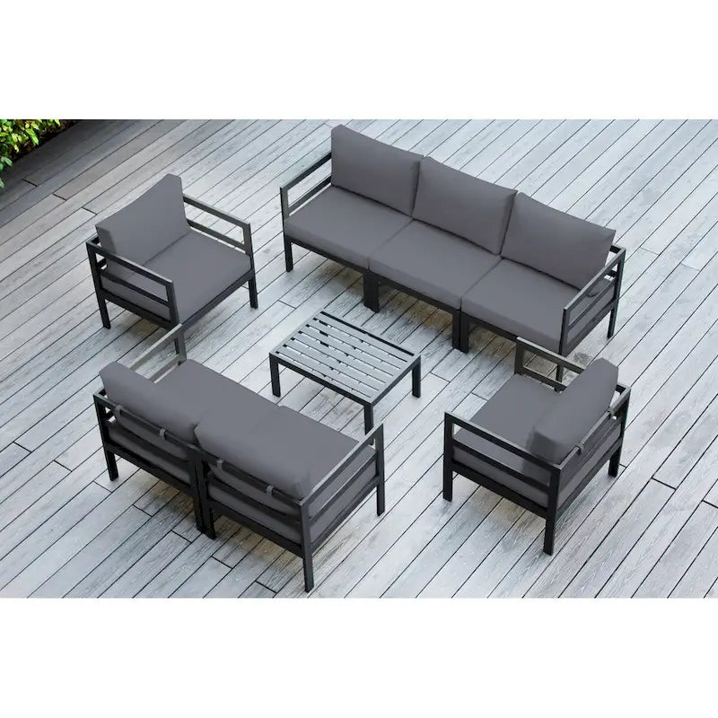 Ohana Outdoor Sectionnel huit pièces en aluminium avec coussins – Aucun assemblage requis