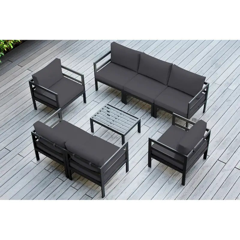 Ohana Outdoor Sectionnel huit pièces en aluminium avec coussins – Aucun assemblage requis
