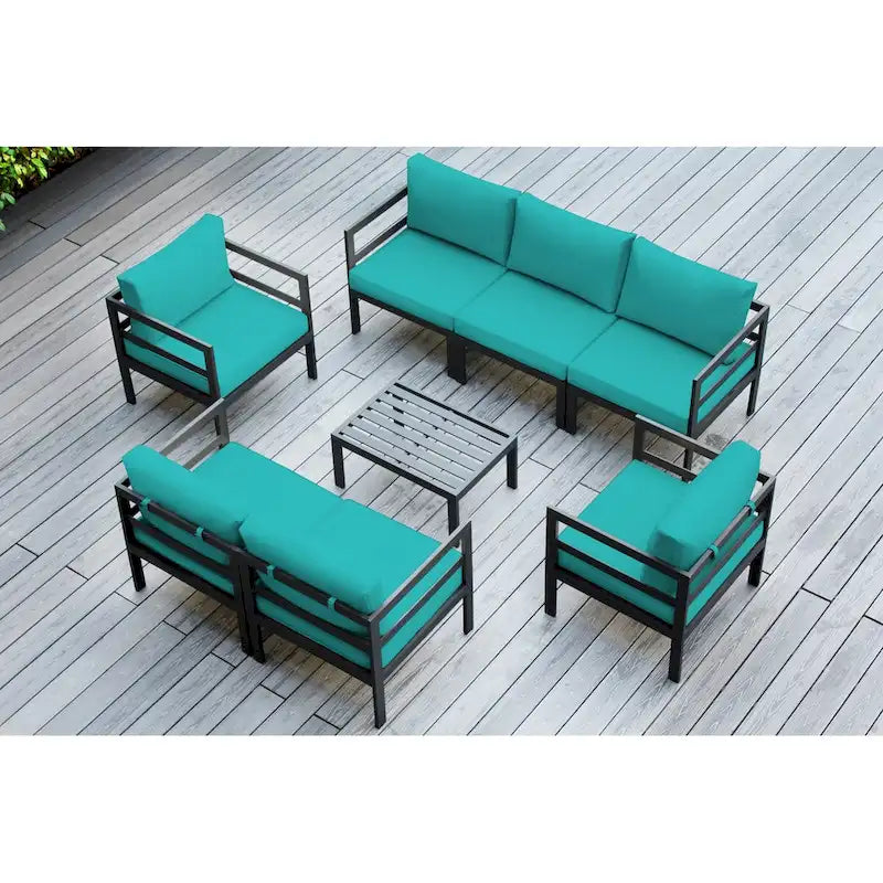 Ohana Outdoor Sectionnel huit pièces en aluminium avec coussins – Aucun assemblage requis
