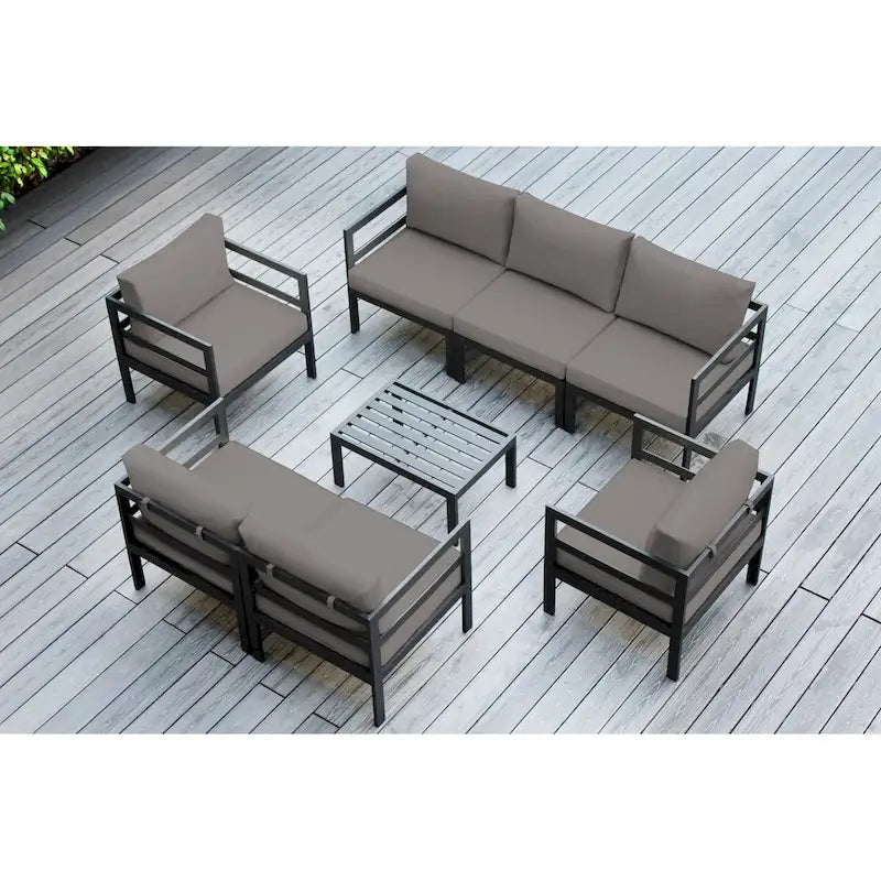 Ohana Outdoor Sectionnel huit pièces en aluminium avec coussins – Aucun assemblage requis