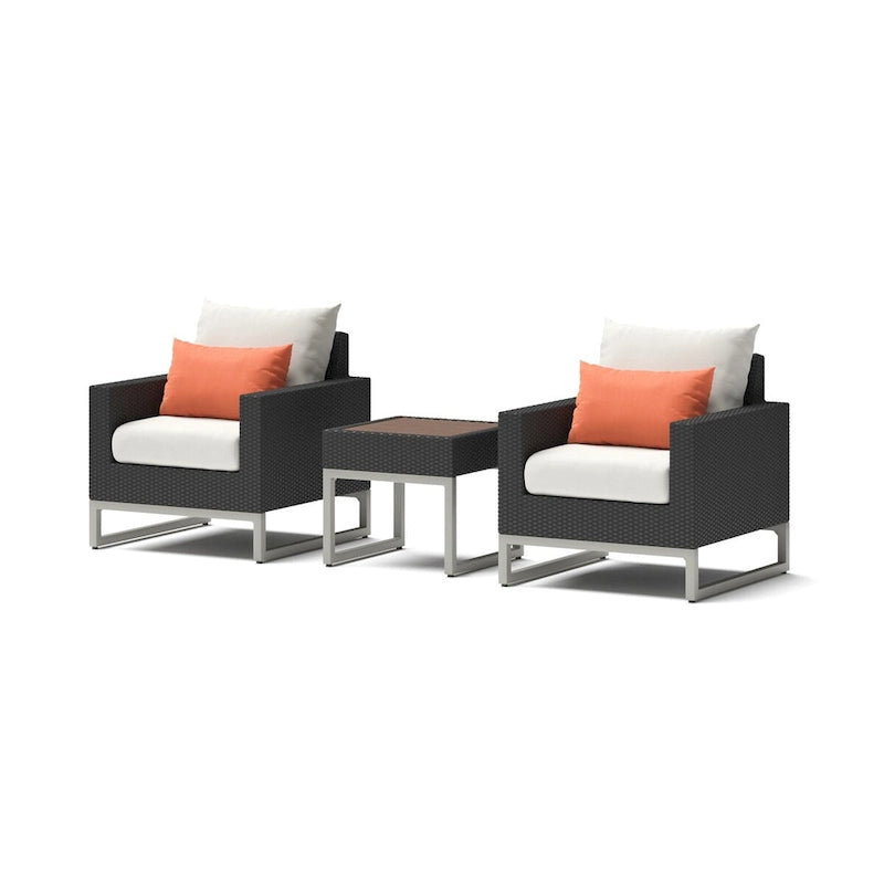 Ensemble 3 pièces Milo Espresso Sunbrella : fauteuils de jardin et table d'appoint
