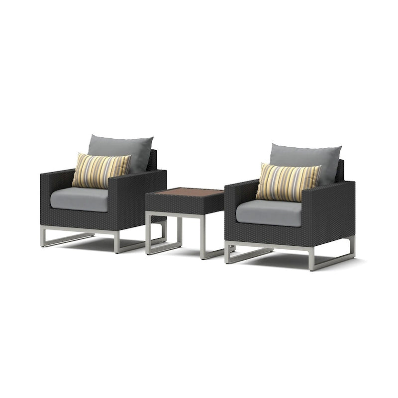 Ensemble 3 pièces Milo Espresso Sunbrella : fauteuils de jardin et table d'appoint