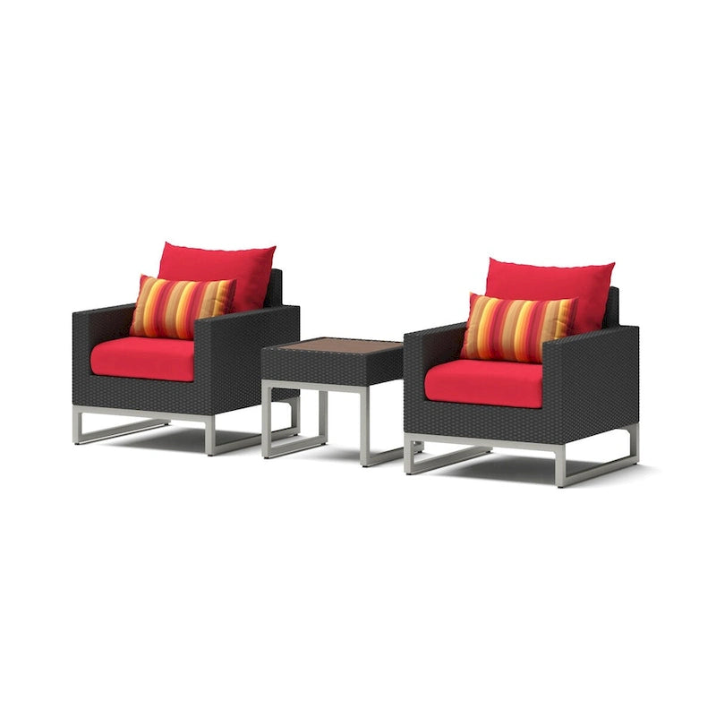Ensemble 3 pièces Milo Espresso Sunbrella : fauteuils de jardin et table d'appoint