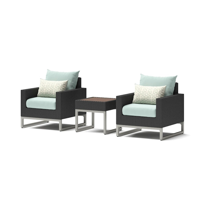 Ensemble 3 pièces Milo Espresso Sunbrella : fauteuils de jardin et table d'appoint