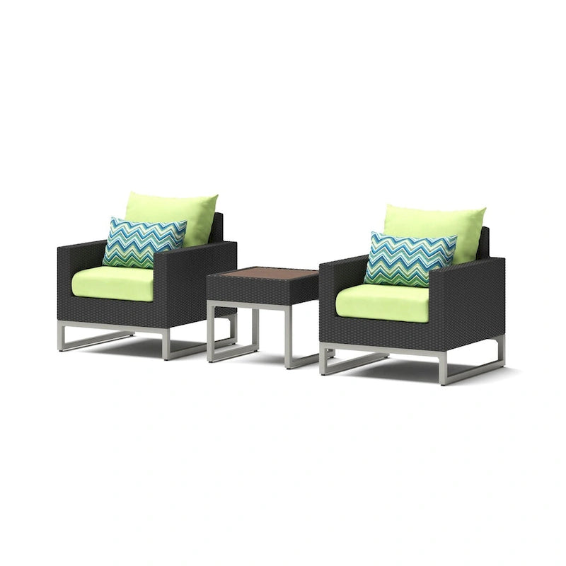 Ensemble 3 pièces Milo Espresso Sunbrella : fauteuils de jardin et table d'appoint