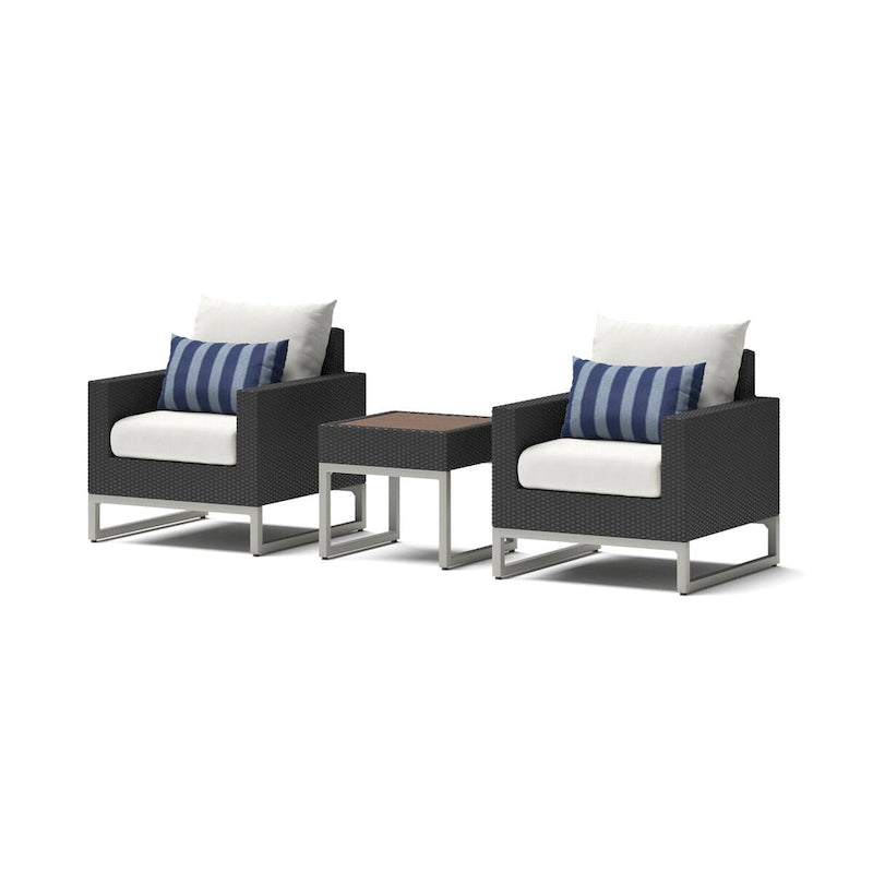 Ensemble 3 pièces Milo Espresso Sunbrella : fauteuils de jardin et table d'appoint
