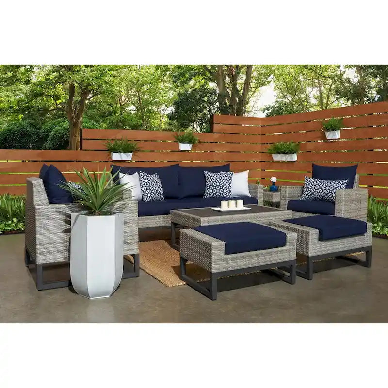 Ensemble de salon de jardin profond 7 pièces Milo Gray Sunbrella avec table