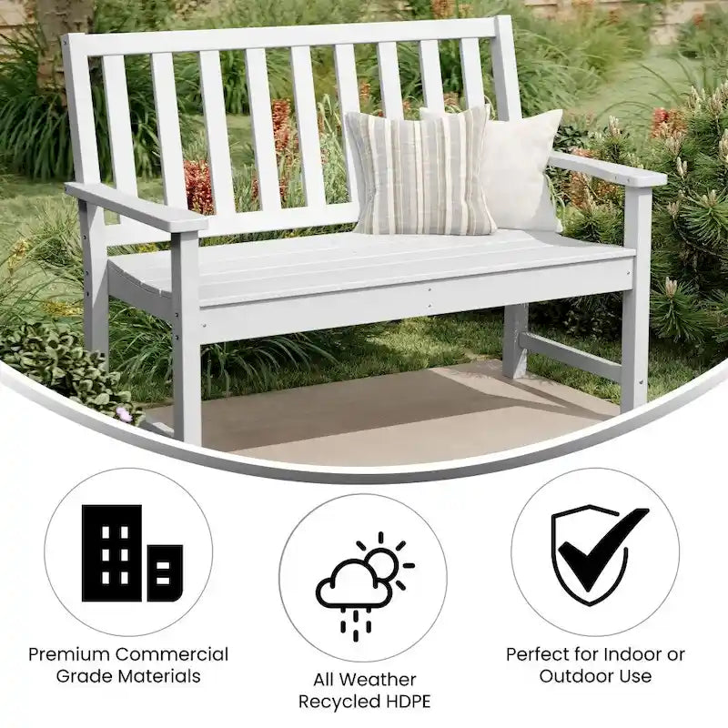 Banc Intérieur-Extérieur en PEHD Recyclé avec Assise Ergonomique et Accoudoirs Intégrés