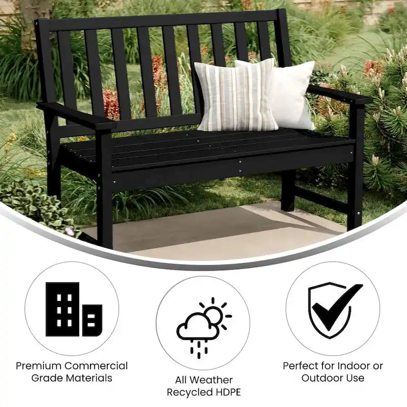 Banc Intérieur-Extérieur en PEHD Recyclé avec Assise Ergonomique et Accoudoirs Intégrés