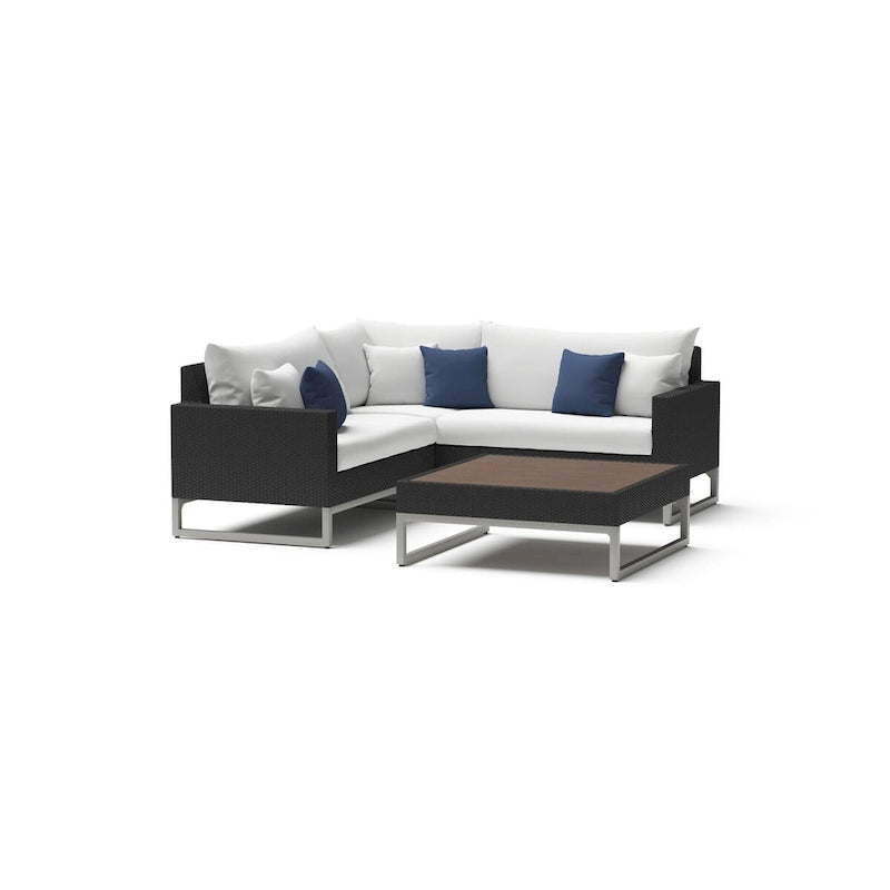 Sectionnel d'extérieur 4 pièces Milo Espresso Sunbrella avec table pour patio
